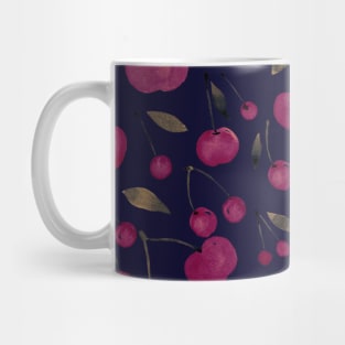 Watercolor sour cherries pattern - burgundy and black Mug